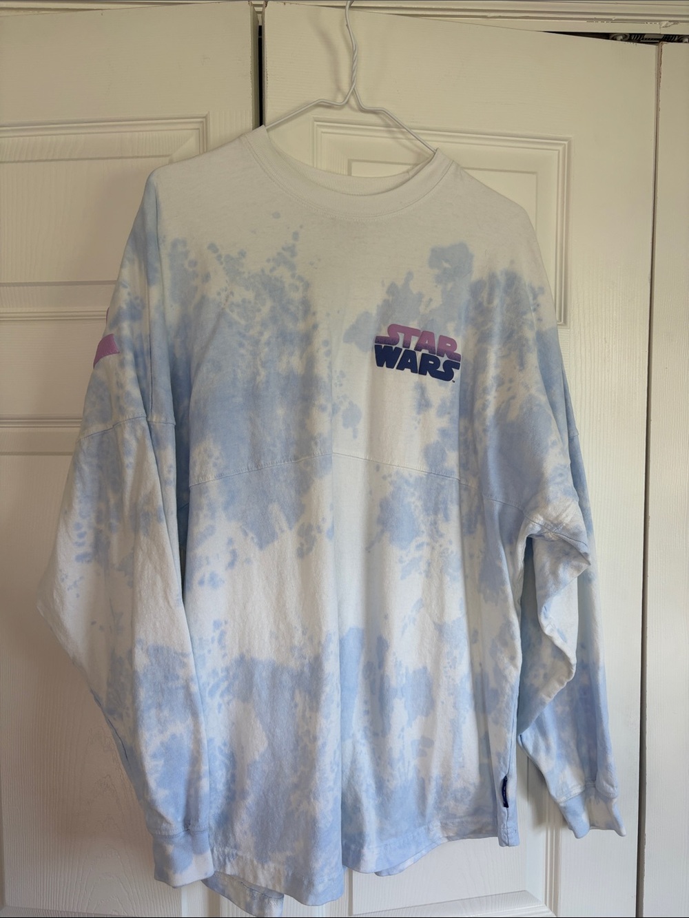 Spirit Jersey Disney Star Wars Cloud City Light Blue White Tie-Dye Long Sleeve L